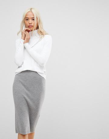 Subtle Luxury Pocket V Neck Sweater - White
