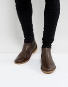 Selected Homme Royce Leather Chelsea Boots In Brown - Brown