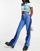 Topshop Seamed Jamie Flare Jeans In Blue-blues