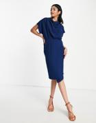 Closet London High Neck Mini Dress In Navy-blue