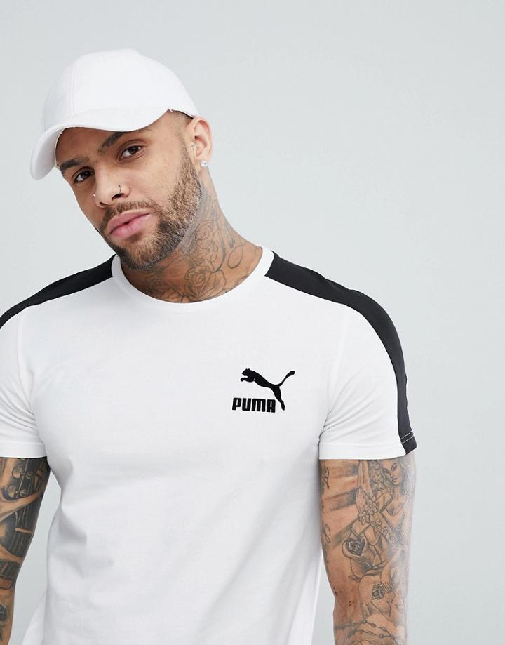 Puma Archive T7 Stripe T-shirt In White 57501502 - White