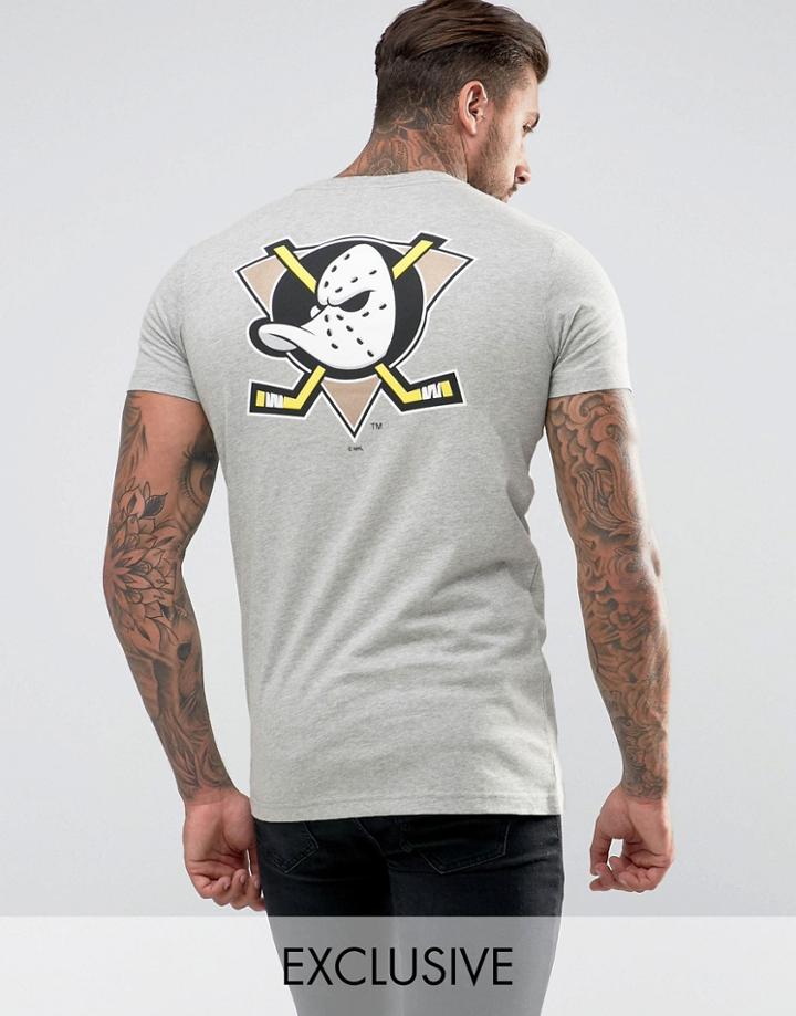 Majestic Nhl Mighty Ducks Longline T-shirt In Gray - Gray