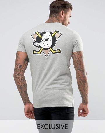 Majestic Nhl Mighty Ducks Longline T-shirt In Gray - Gray