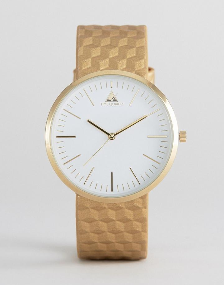 Asos Watch With Gold Embossed Strap - Gold