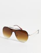 Aj Morgan Futurama Aviator Style Sunglasses-brown