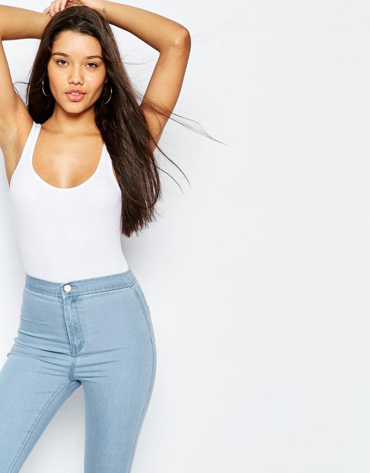 Asos Tank Body In Rib - White