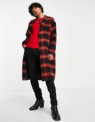 Devils Advocate Checked Wool Blend Overcoat - Part Of A Set-red