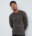 Asos Design Tall Cotton Sweater In Brown