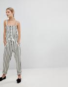Max & Co Striped Button Front Jumpsuit - Multi