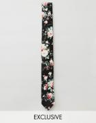 Reclaimed Vintage Skinny Tie Floral - Black