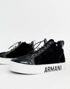 Armani Exchange High Top Platform Sneakers - Black