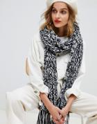 Asos Design Plain Knitted Rib Scarf With Tassels - Multi
