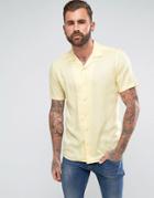 Asos Regular Fit Viscose Shirt With Revere Collar In Yellow - Yellow