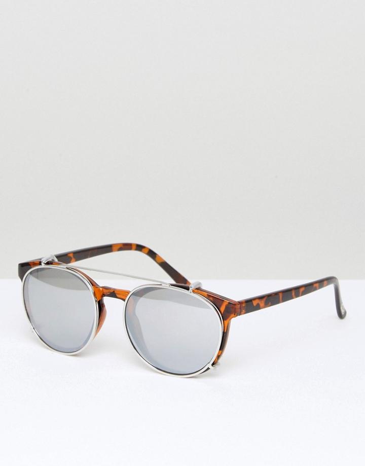 Mango Mirrored Lens Tortoise Sunglasses - Brown