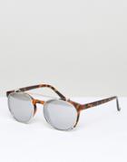 Mango Mirrored Lens Tortoise Sunglasses - Brown