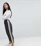 Asos Petite Peg Pants In Spot And Stripe Print - Black