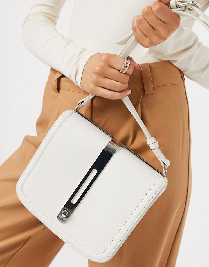 Reiss Milner Leather Crossbody Bag In Off White