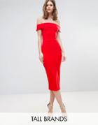 Oh My Love Tall Bardot Midi Dress - Red