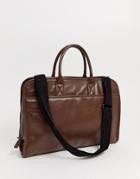 Asos Design Faux Leather Satchel In Chocolate Brown