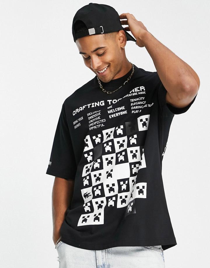 Lacoste X Minecraft Back Print T-shirt In Black