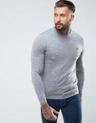 Fred Perry Merino Crew Neck Sweater In Light Gray - Gray