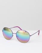 South Beach Round Rainbow Mirrored Lens Sunglasses - Multi