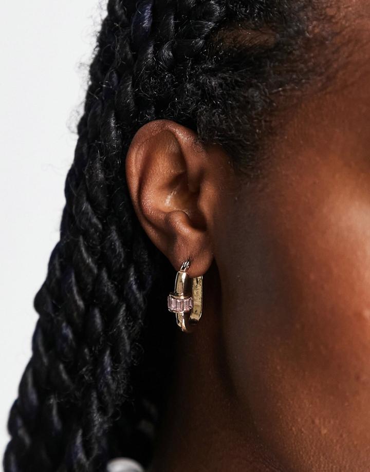 Bloom & Bay Gold Hoops With Pink Crystal Details