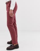 Asos Design Wedding Skinny Smart Pants In Dusty Berry - Purple