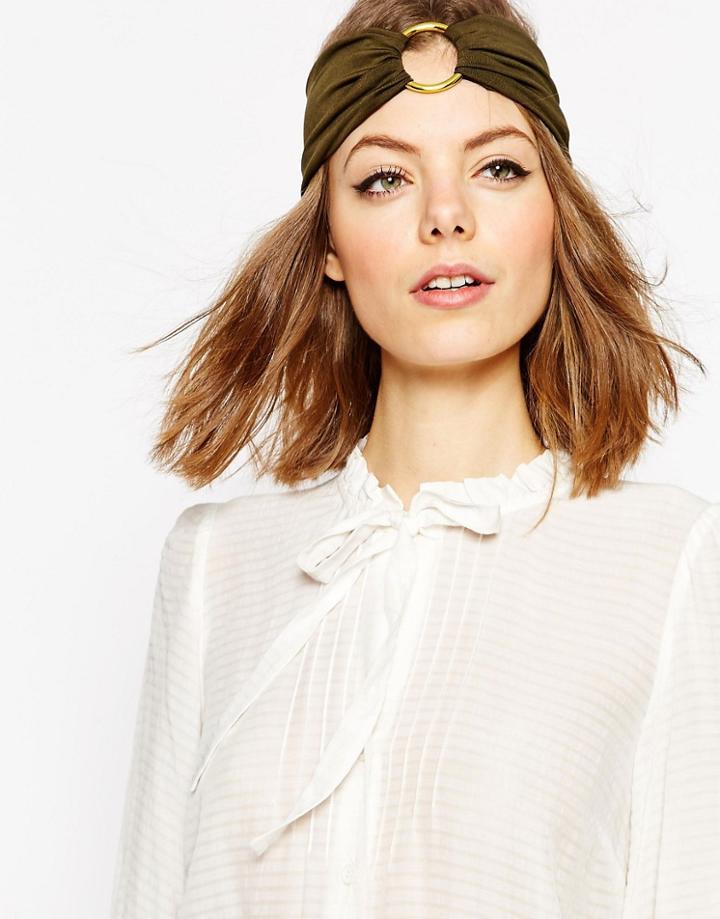 Asos 70s Circle Turban Headband - Khaki