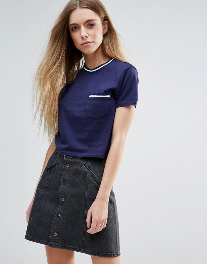 Brave Soul Cropped T-shirt - Navy
