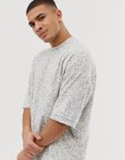 Asos Design Oversized T-shirt In Towelling In Textured Gray