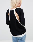 H.one Contrast Panel Sweater Black & White