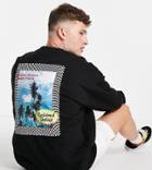 Reclaimed Vintage Inspired Palm Tree Graphic Sweatshirt In Organic Cotton-black