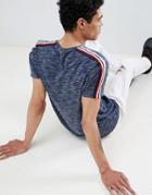 Asos Design T-shirt With Taping Shoulders In Navy Inject - Navy