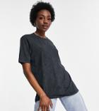 Asos Design Tall Oversized T-shirt In Washed Black-grey