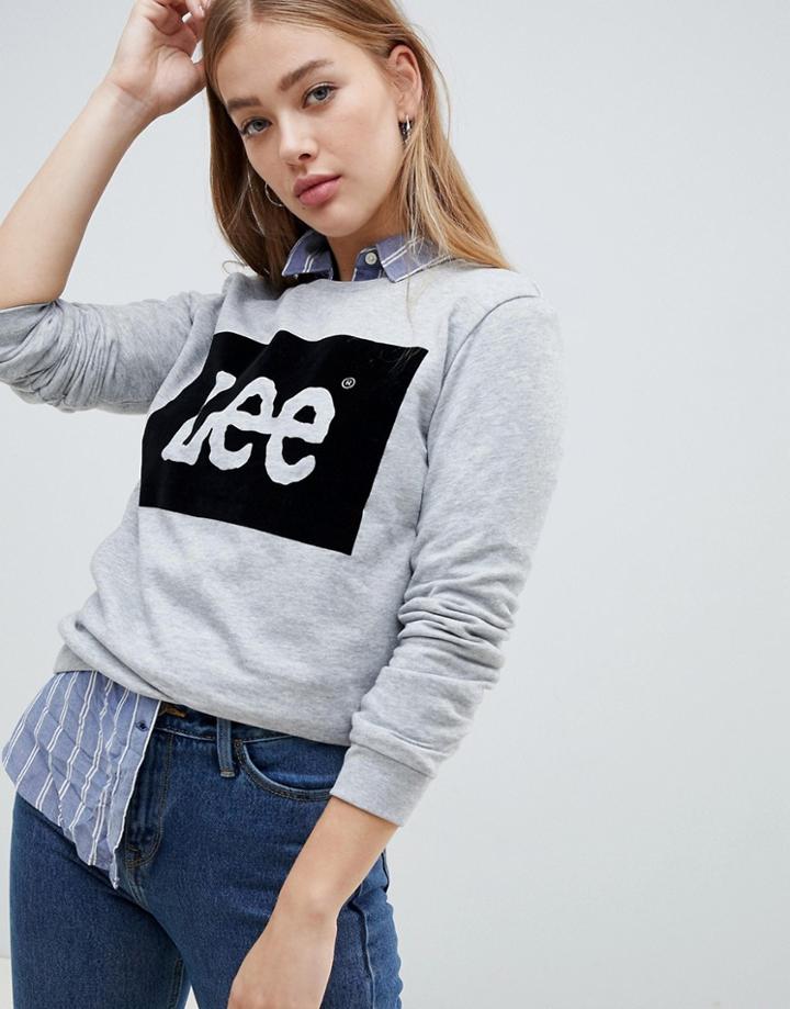 Lee Velour Logo Sweatshirt - Gray