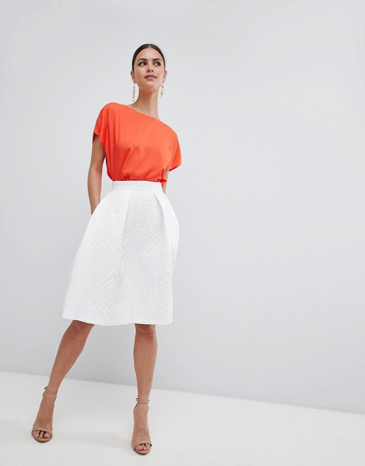 Closet London Textured Midi Skirt - Cream