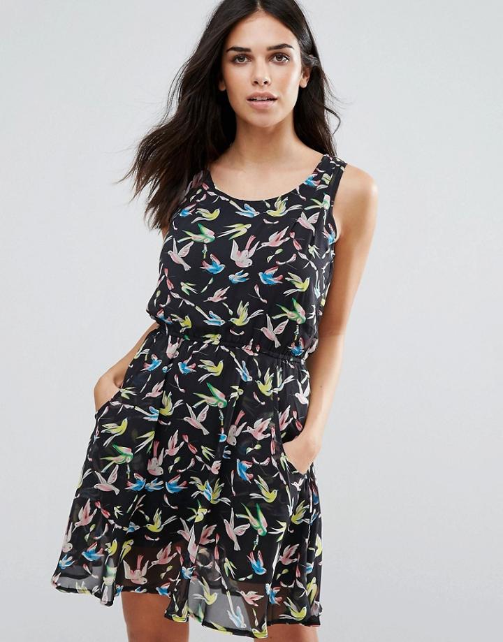 Jasmine Ruffle Bird Print Dress - Multi