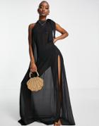 Candypants High Neck Dress With Slit Detail-multi