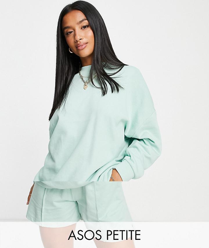 Asos Design Petite Tracksuit Summerweight Sweat / Short In Pistachio-green