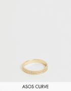 Asos Design Curve Thumb Ring In Vintage Style Engraved Design In Gold - Gold