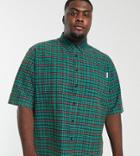 Collusion Plus Boxy Oversized Check Shirt With Acid Wash-black
