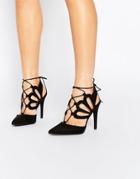 New Look Tie Up Cut Out Heels - Black