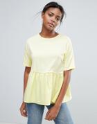 New Look Peplum T-shirt - Yellow