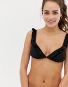 Lost Ink Multi Ruffle Bikini Top-black