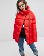 H! By Henry Holland Padded Jacket With Asymmetric Zip - Red