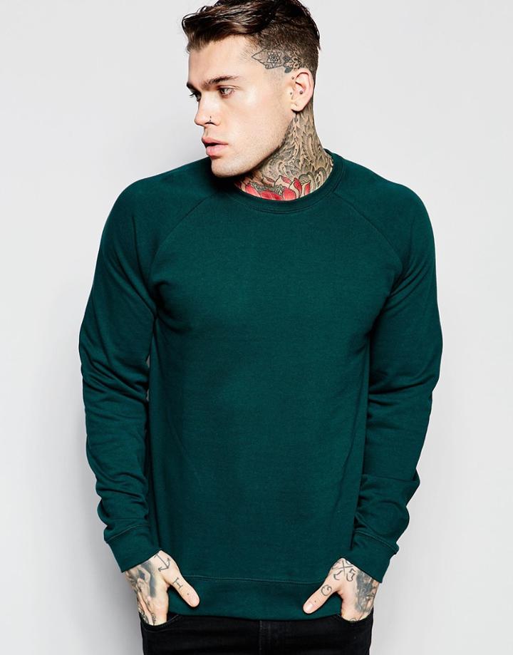Asos Sweatshirt In Deep Green - Deep Green