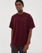 Asos Design Oversized T-shirt With Crew Neck In Burgundy-red