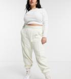 Nike Plus Trend Fleece Oversized Cuffed Sweatpants In Cream-white