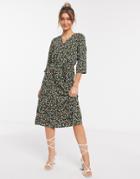 Jdy Midi Dress With Wrap Detail In Ditsy Floral-multi